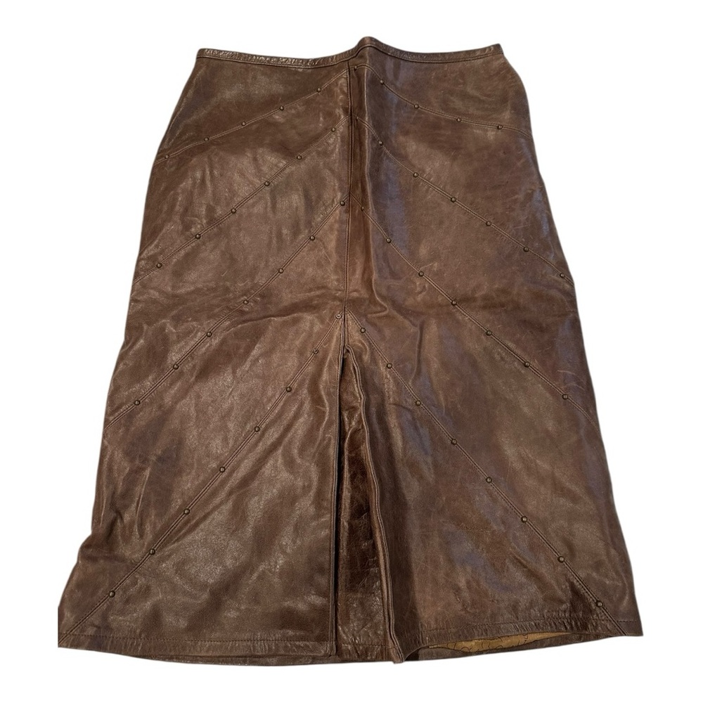 William B A line Brown Leather Skirt